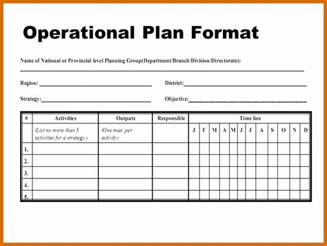 Operational Plan Template Excel 的图像结果