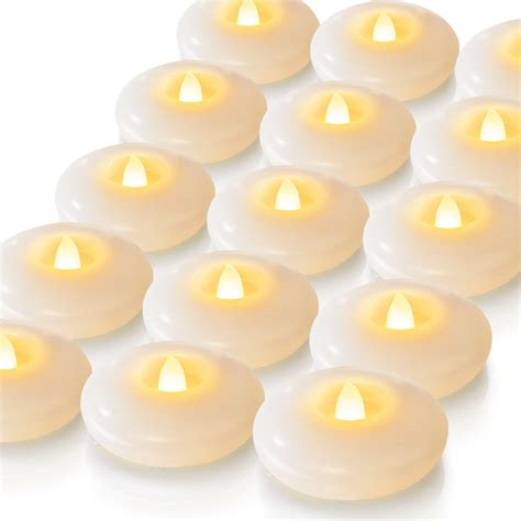 Homemory 24 Pack 3” Flameless Led Floating Candles, 200 Hour White ...