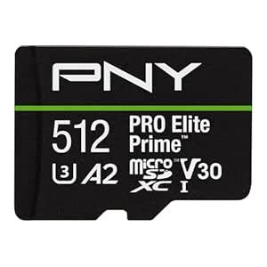 PNY 512GB PRO Elite Prime Class 10 U3 V30 A2 microSDXC Card + SD ...