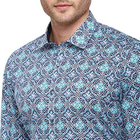 Buy WYRE Men's Sky Blue & Grey Cotton Blend Printed Shirt (6CSC_39) at ...