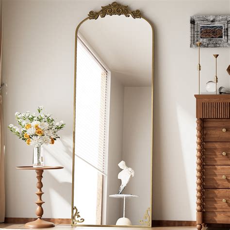 "BEAUTYPEAK 21""x64"" Unique Arched Full Length Mirror, Vintage Baroque ...