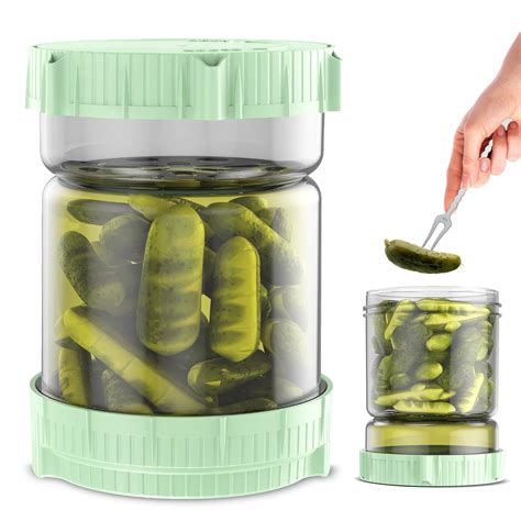 Buy Pickle Jar, 50oz Pickle Jar with Strainer Flip, Hourglass Pickle ...
