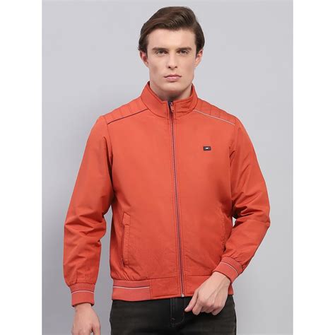 Buy Monte Carlo Mens Rust Solid High Neck Full Sleeve Jacket Online