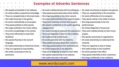 100+ Examples of Adverbs Sentences in English - Word Coach