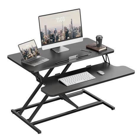 Intellidesk Height Adjustable Sit Stand Desk Convertor |32” Wide Desk ...