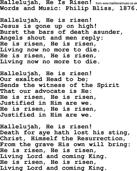 Hallelujah Easter Version Lyrics Printable - Printable Word Searches