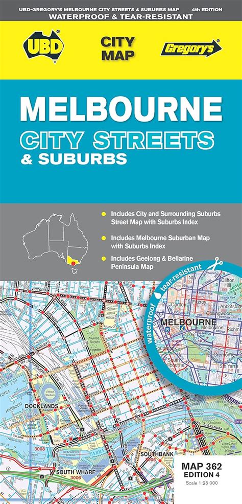 Buy Melbourne City Streets & Suburbs Map 362 4th ed (waterproof) (City ...