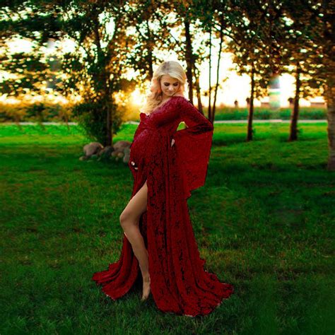 Babymoon Baggy Sleeve Maternity Gown Dress - Red – BABYMOON