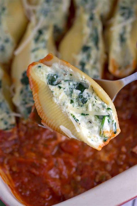 Spinach and Cheese Stuffed Shells with Meat Sauce | Jessica Gavin