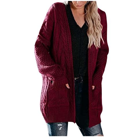 Odeerbi Chunky Cardigans For Women Cardigan Sweaters Solid Color Wool ...