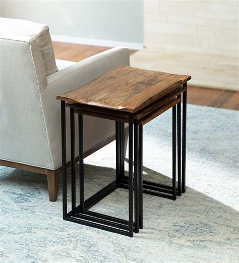 Live edge reclaimed wood nesting tables set of 3 vivaterra – Artofit