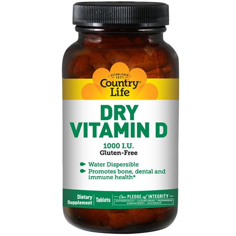Country Life, Dry Vitamin D, 1000 IU, 100 Tablets - Byclue