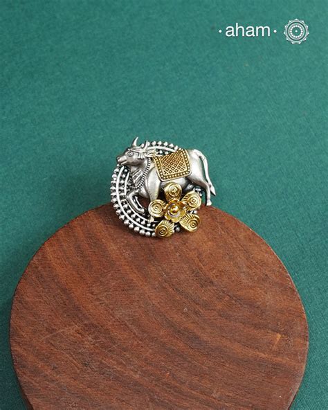 Noori Two Tone Cow Silver Ring – aham jewellery | handcrafted silver ...