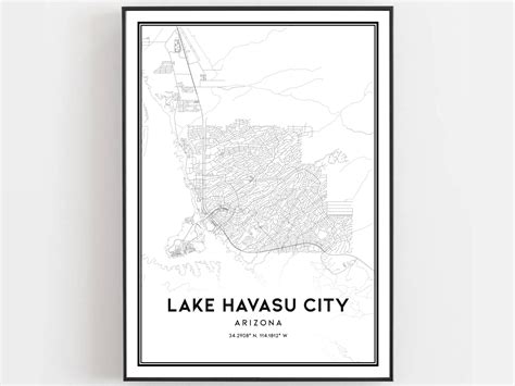 Lake Havasu City Map Print Lake Havasu City Map Poster Wall | Etsy