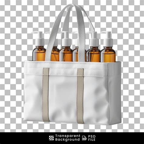 White tote bag with bottles of lotion png | Premium AI-generated PSD
