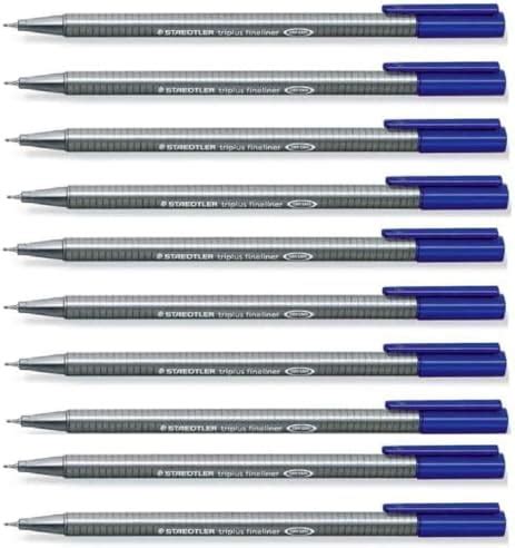 Staedtler 334-3 Triplus Fineliner Tip Pen - Blue- Pack of 10 : Amazon ...