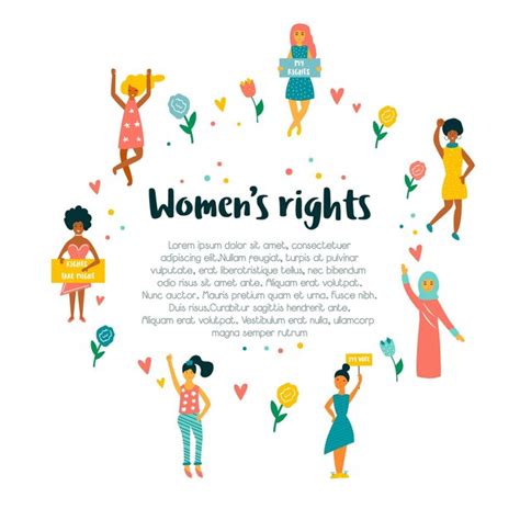 Group of protesting young women feminine concept bright design for ...