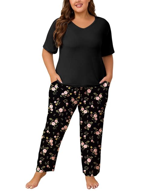 PinkBeautiM Women Plus Size Pajamas Set Prints Pjs Sleepwear with ...