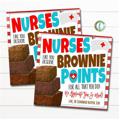 Nurse Gift Tags, Nurses Deserve Brownie Points, National Nurse ...