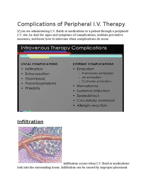 Complications of Peripheral IV therapy - Complications of Peripheral I ...