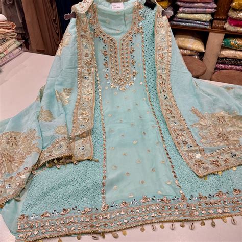 Designer Gotta patti Orgenza Suit set with heavy dupatta – R K Suit ...