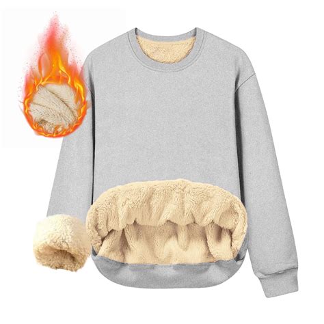 HAOTAGS Womens Fleece Lined Sweatshirts Casual Long Sleeve Crewneck ...