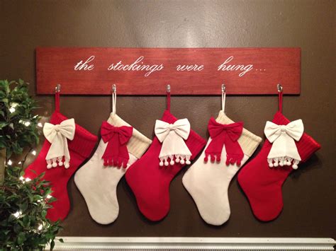 DIY wall mounted stocking hanger/ holder. The stockings were hung ...