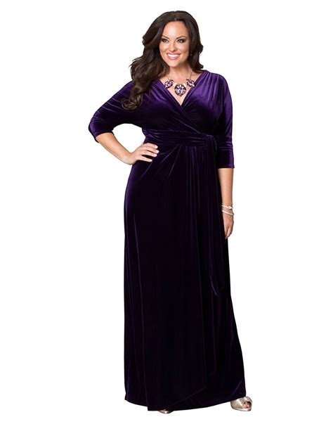 Kiyonna Women's Plus Size Velvet Luxe Wrap Dress | Velvet dress plus ...