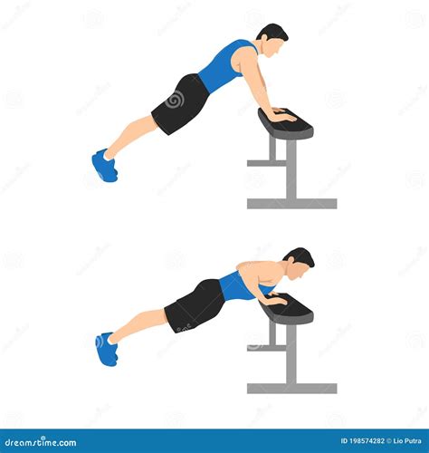 Chest Exercises. Incline Push Up Stock Vector - Illustration of ...