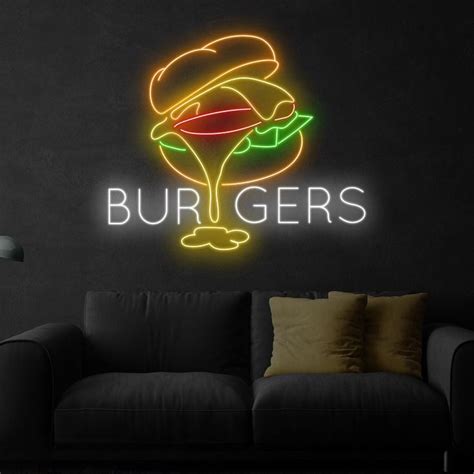 Burgers Meal Neon Sign | Custom Neon Sign | Neon for Restaurant, Cafe ...