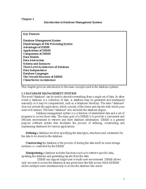 Chapter-1 (1) - Notes of DBMS unit 1 - Chapter- Introduction to ...