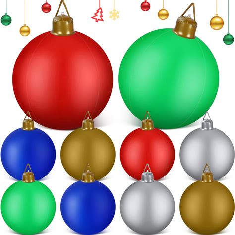 Jetec 10 Pcs 32 Inch Christmas Inflatable Ornaments Balls Outdoor Large ...