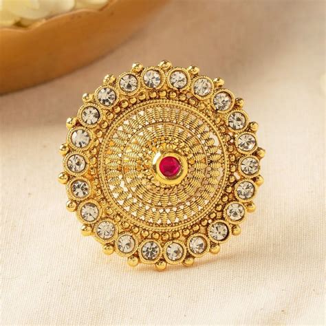 Buy Azai by Nykaa Fashion Gold Tone Embellished Ring Online
