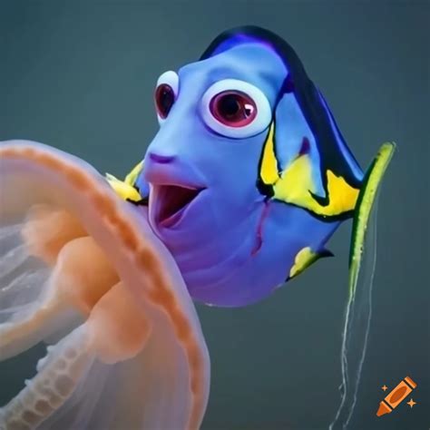 Jellyfish stinging dory on the nose on Craiyon