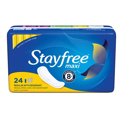 Stayfree Maxi Pads with Odor-Locking Deodorant (Without Wings), Regular ...