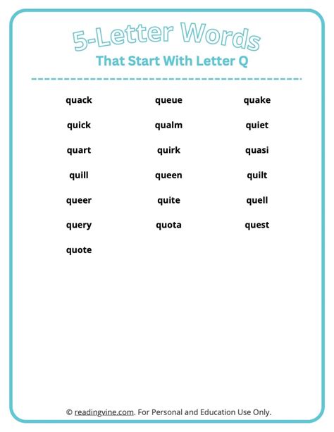 Letter Q Words Preschool