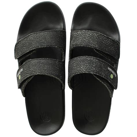 Canvas Wave Print Sugar Midnight Black Men's Slides | Nostrain