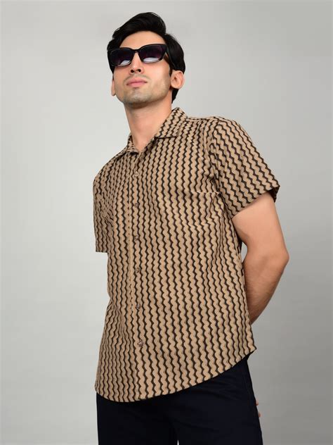 Men's Textured Brown Casual Shirt – Being Flawless