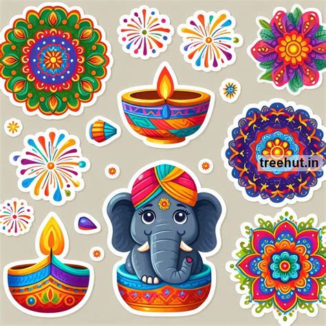 Free Diwali Stickers for Journaling and Notebooks and Diwali Doodle Ideas