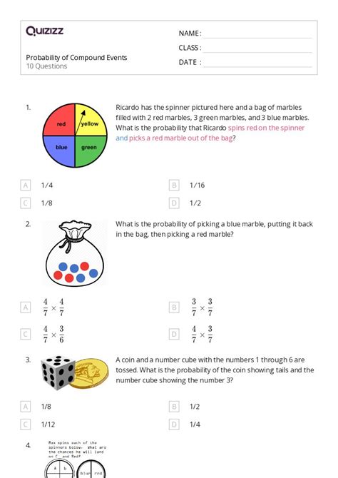 Image result for Compound Events Probability Worksheet