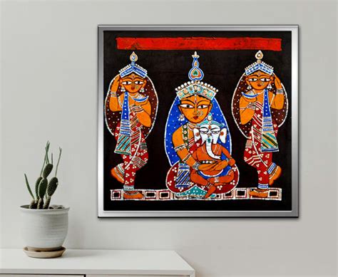 MA DURGA WITH GANESH- JAMINI ROY WALL HANGING – Pick Your Craft