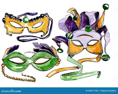 A Collection of French Traditional Mardi Gras Symbols. Stock ...