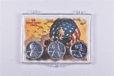 High Grade 1943 P D S Complete Set Lincoln Wheat STEEL WWII 'Silver ...