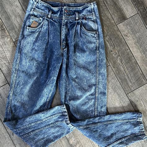 Bugle Boy Jeans High Waist Pleated Acid Wash Denim... - Depop