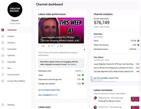 Image result for YouTube Studio Analytics