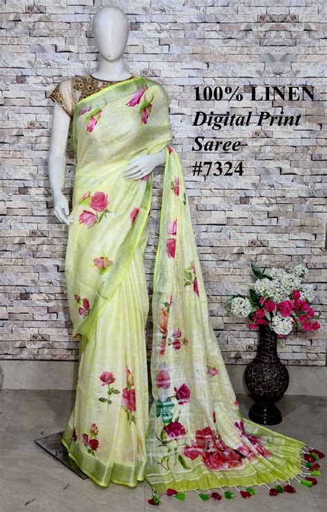 Trendy Printed Linen Sarees - Shop the Latest Collection – Paarijaatham.com