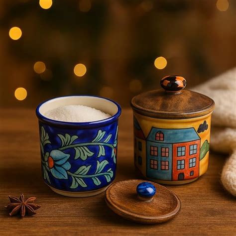 Buy KITTENS Handpainted Ceramic Kitchen Storage Jars Set of 2 (300ml ...