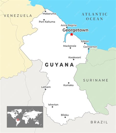 Premium Vector | Guyana Political Map with capital Georgetown most important cities with ...