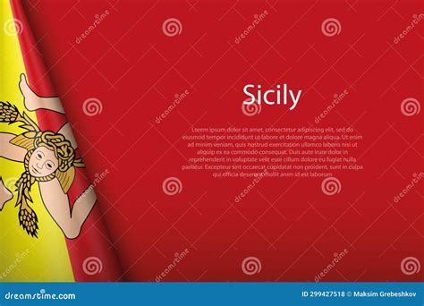 Flag Of Sicily From Brush Strokes. Italian Republic. Flag Of Sicily On ...