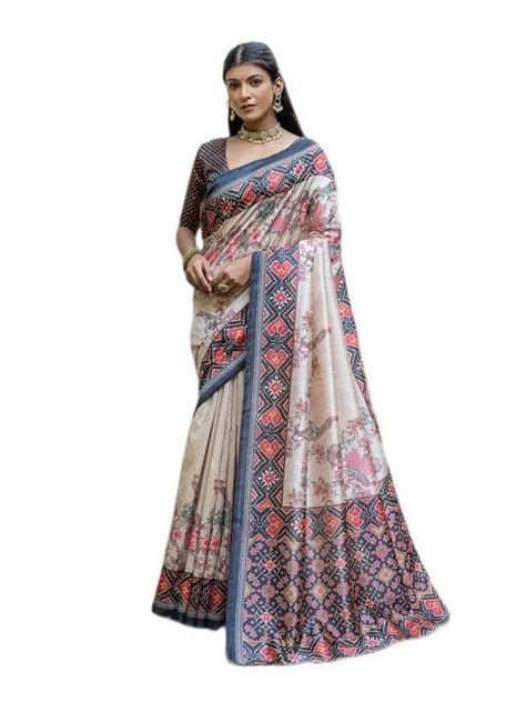 Buy VISHNU WEAVES Woven Design Flower Printed Zari Tussar Saree With ...